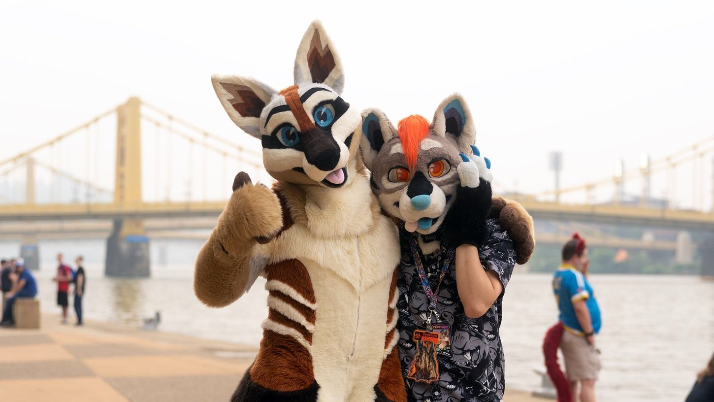 Happy furry couple at convention